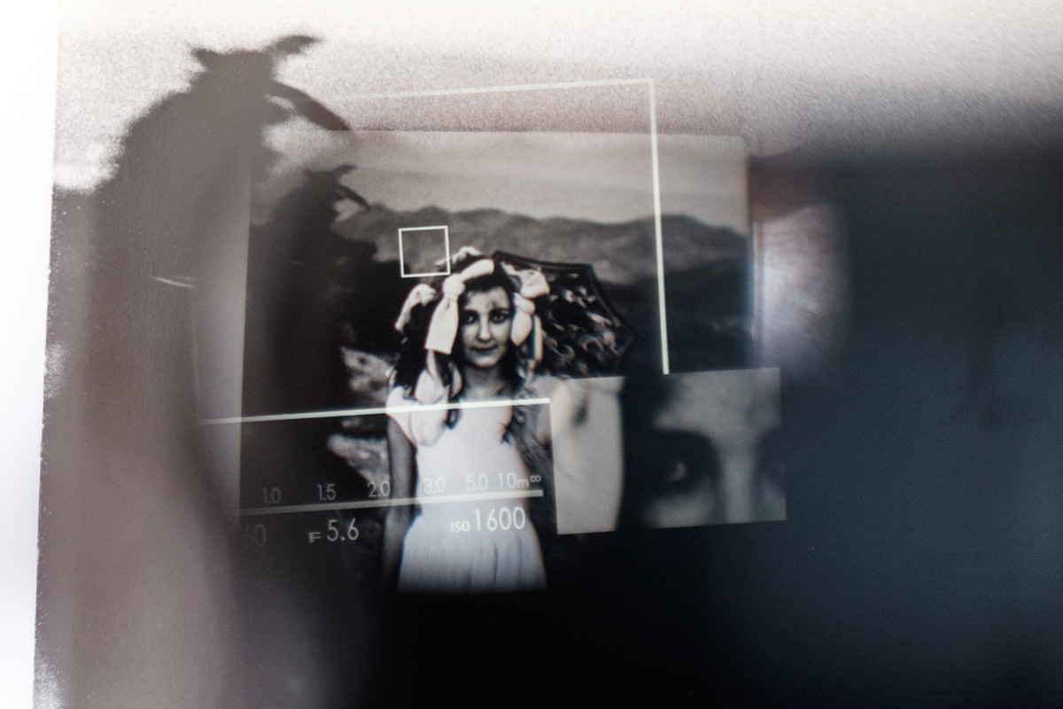 The advanced hybrid viewfinder. Image slightly out of focus as I'd move a camera in one hand while trying to get the camera in other in focus.