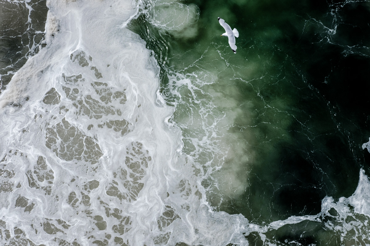 Aerial. On the ferry from Northern Ireland to Scotland.