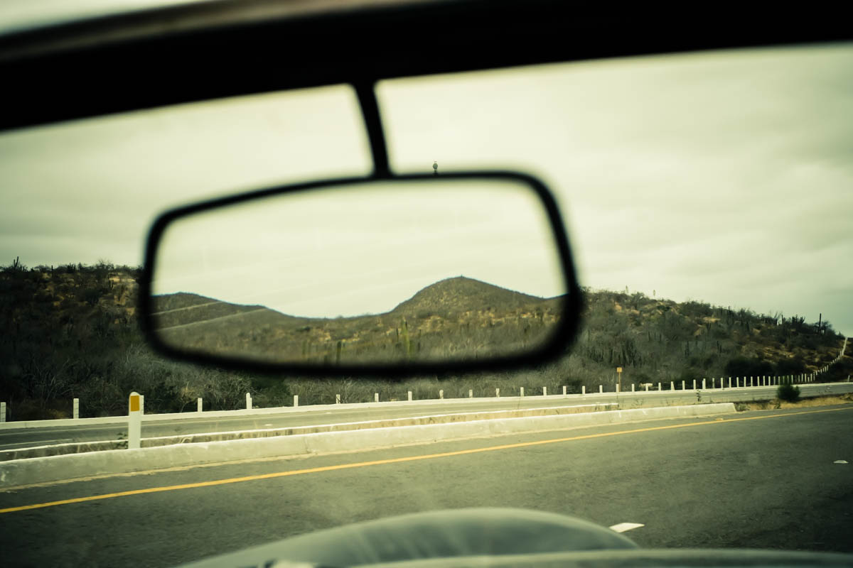 On the road: La Paz to Todos Santos in possibly the only convertible in Baja California Sur, Mexico.