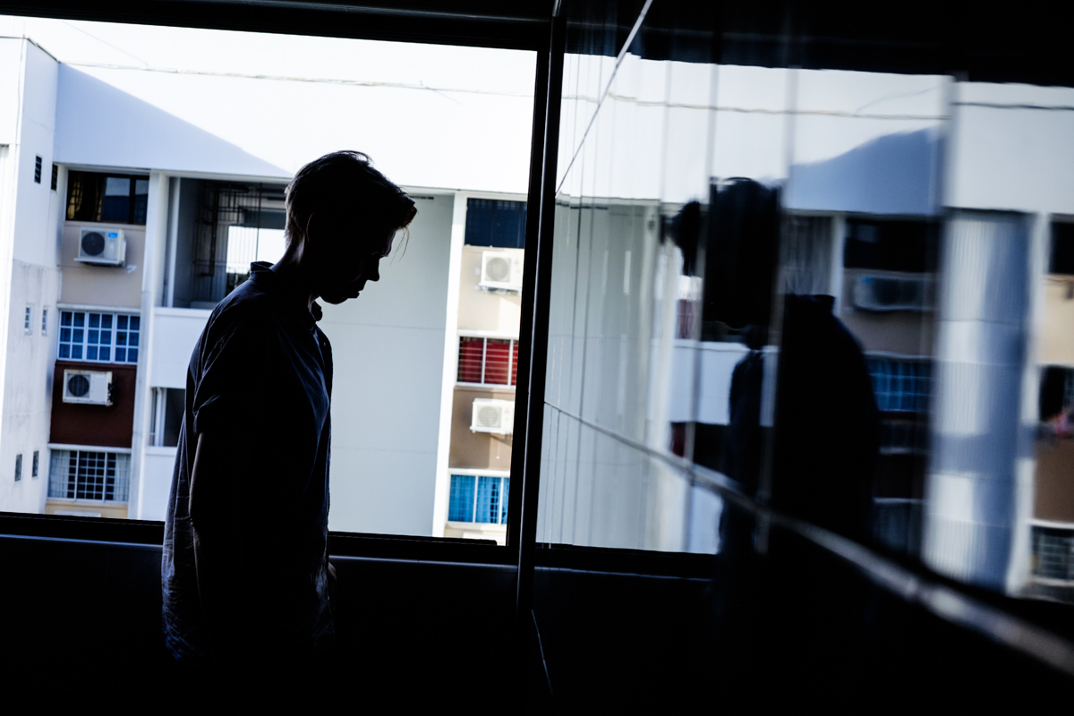 Flemming at the window. Suburbia, Singapore.
